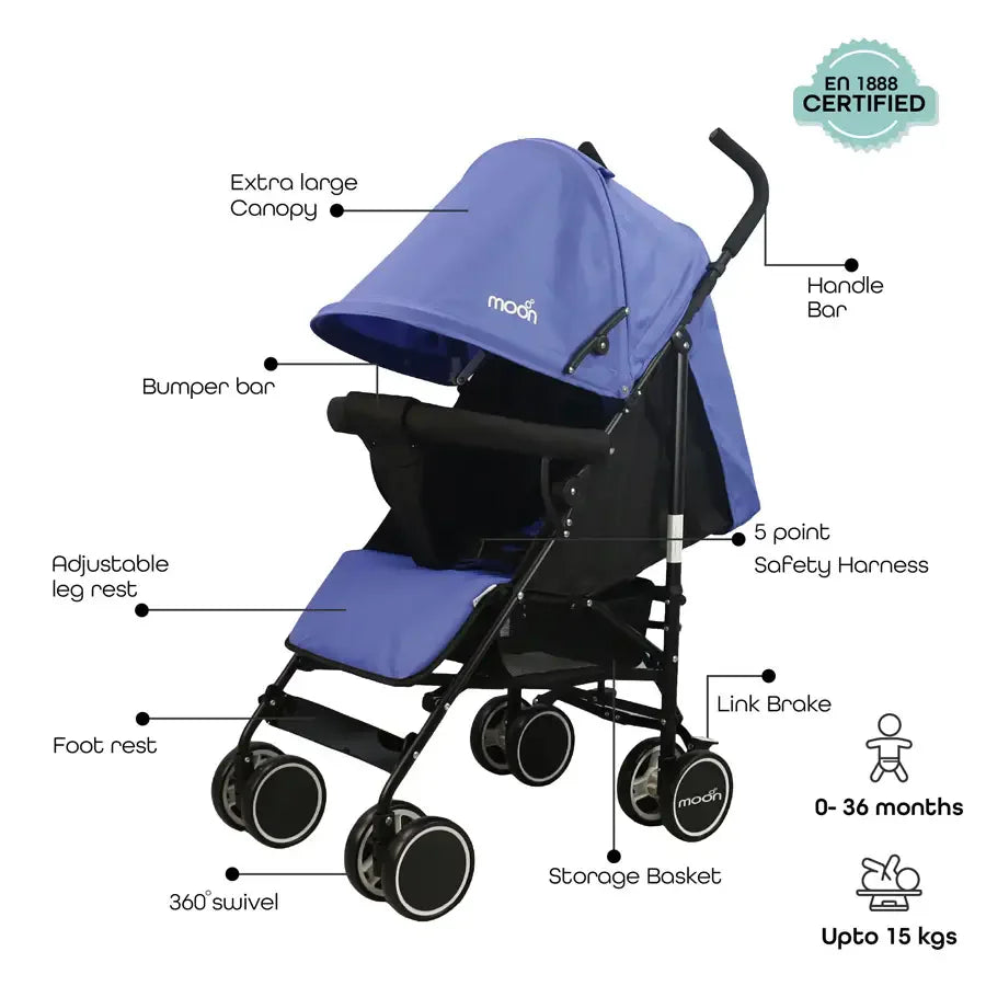 Moon Neo Plus Light Weight Travel Stroller (Cyan Blue)