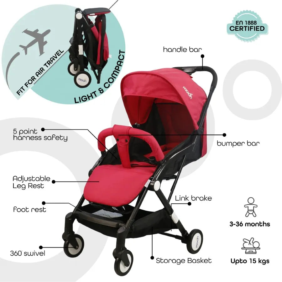 Moon Travel Lite Cabin Stroller (Fire Red)