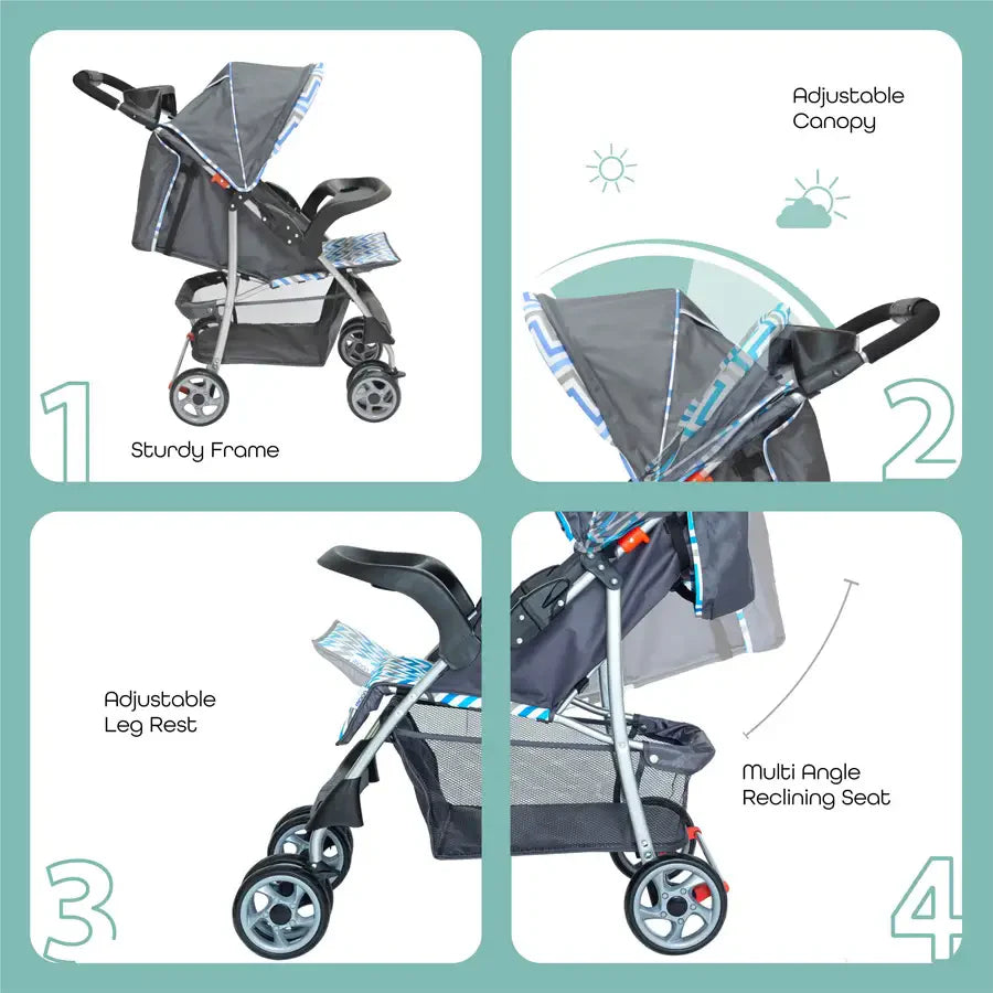 Moon Trek One Fold Stroller (Blue)