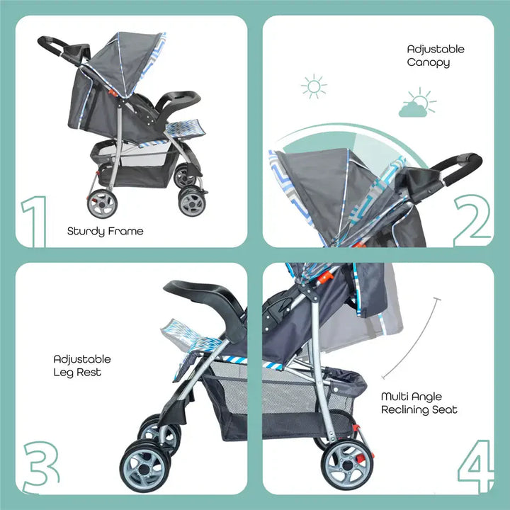 Moon Trek One Fold Stroller (Blue)