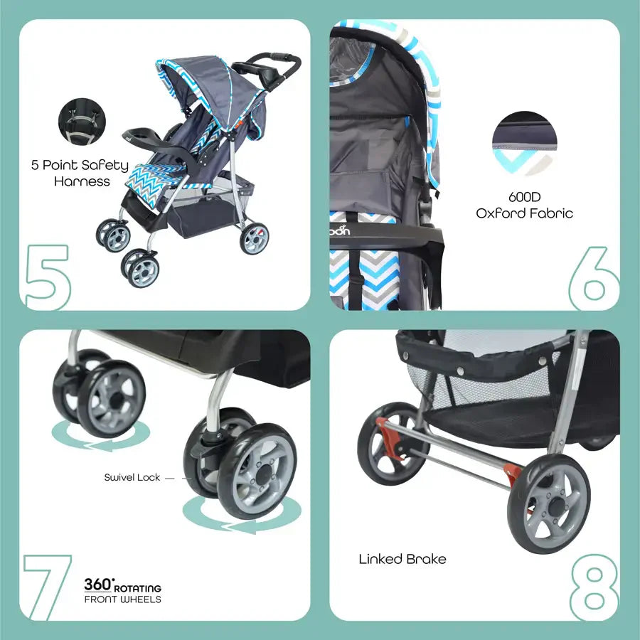 Moon Trek One Fold Stroller (Blue)