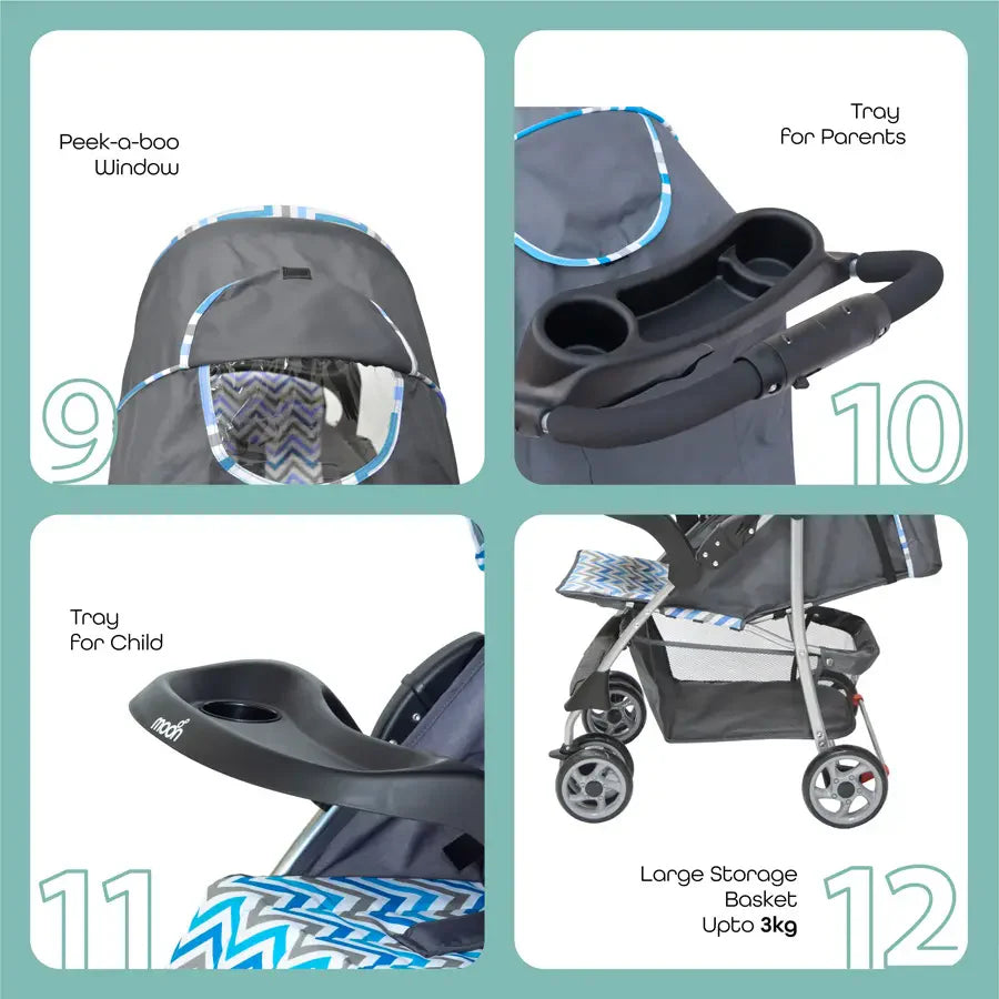 Moon Trek One Fold Stroller (Blue)