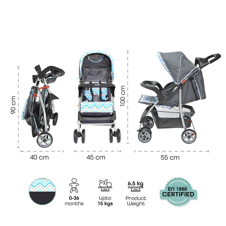 Moon Trek One Fold Stroller (Blue)