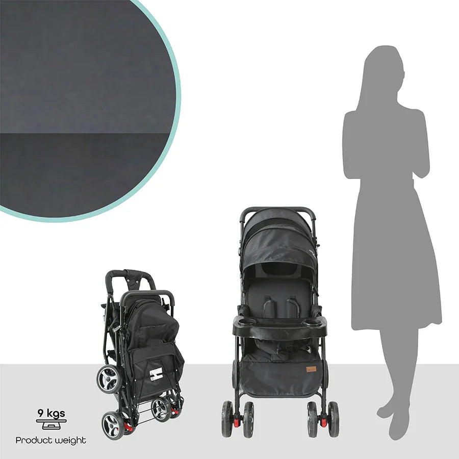 Moon Magnum Tandem Easy Fold Twin Travel Stroller (Black)