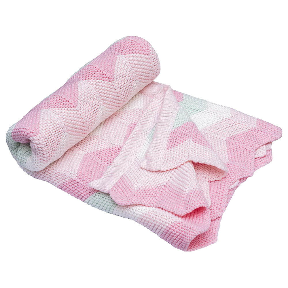 Moon - Snugly 100% Cotton Knitted Baby Blanket (Pink)