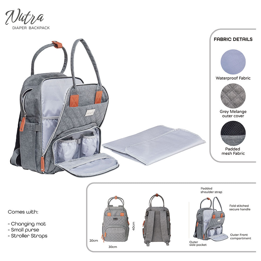 Moon - Nutra Diaper Backpack (Grey Melange)