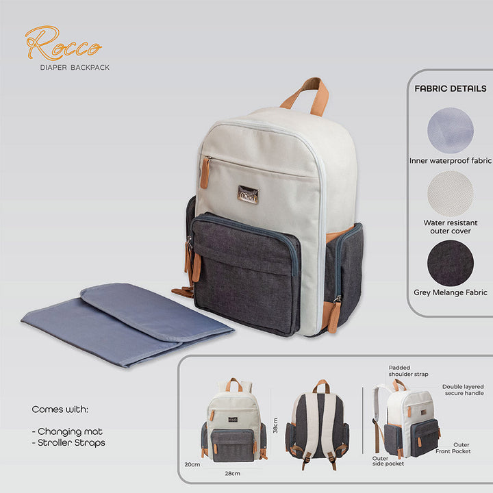 Moon - Rocco Diaper Backpack (Grey Melange)