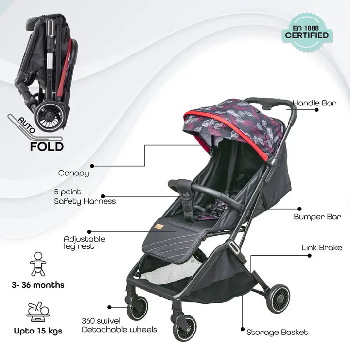 Moon Autofold Stroller (Feather Black)