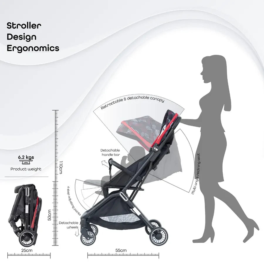 Moon Autofold Stroller (Feather Black)