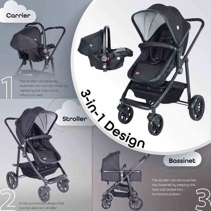 Moon - Tres 3 In 1 Travel System (Black)