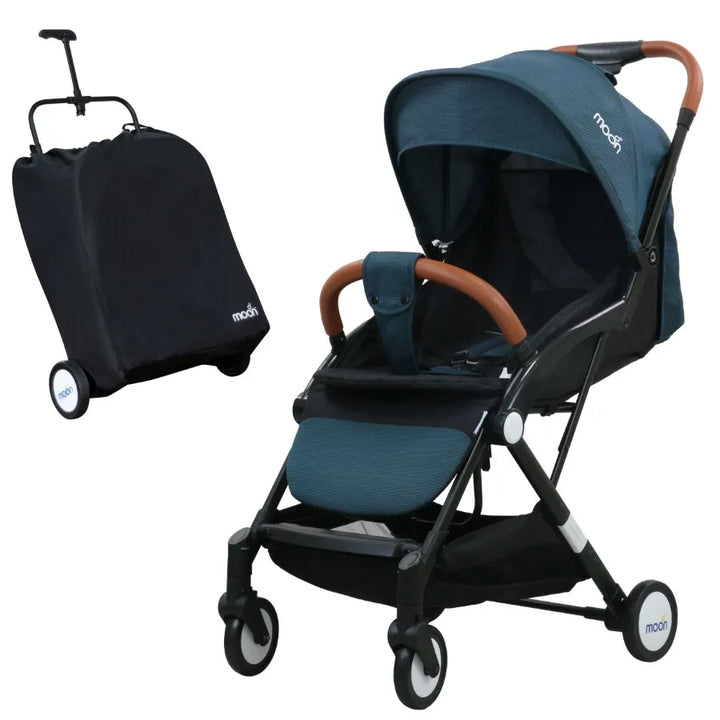 Moon Ritzi Cabin Stroller (Black/Blue Dots)