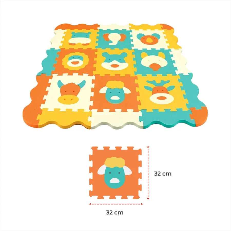 Moon Puzzle Activity Floor Mat Animal World 9pcs