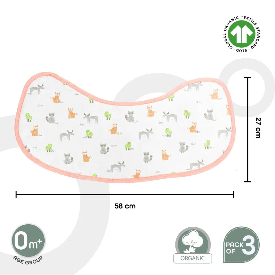 Moon Organic Burpy Bib Pack of 3 (Forest & Grey)