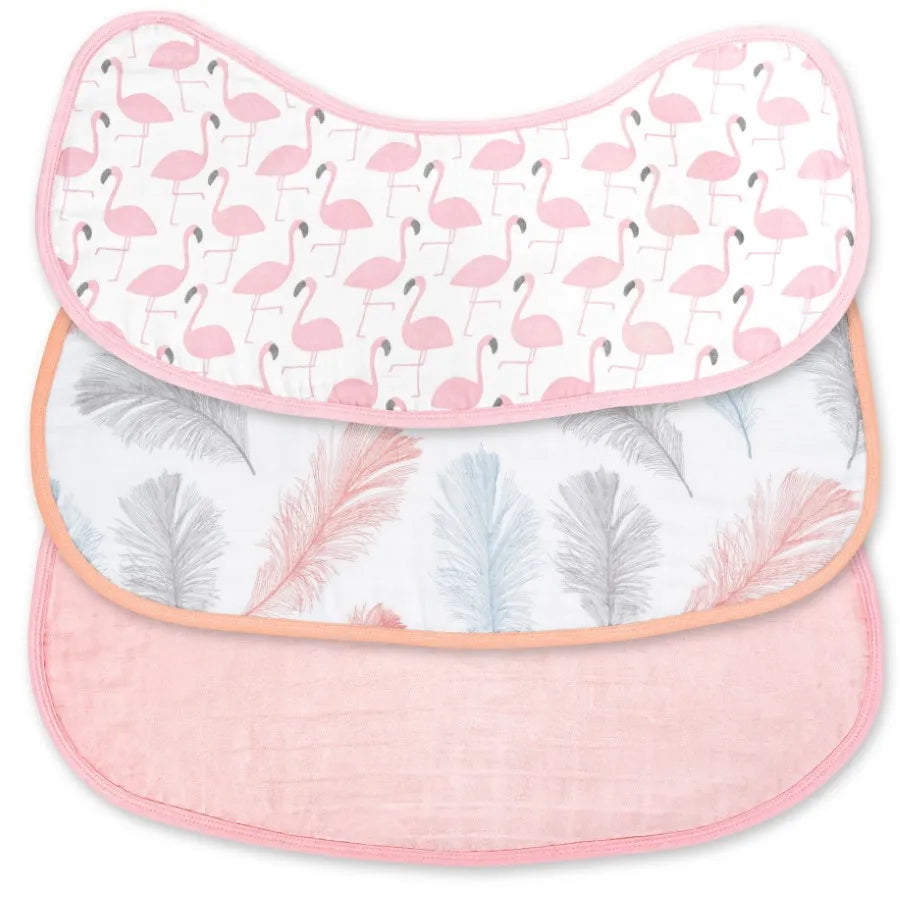 Moon Organic Burpy Bib Pack of 3 (Feather & Pink)