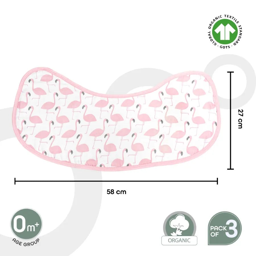 Moon Organic Burpy Bib Pack of 3 (Feather & Pink)