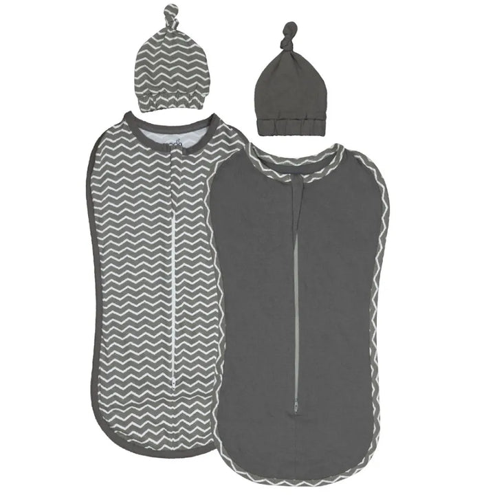 Moon Swaddle Pods, 0-2m, Zigzag (Grey)