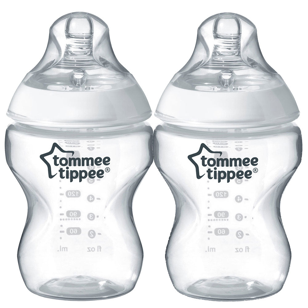 Tommee Tippee Closer to Nature Feeding Bottle, 260ml x 2 - Clear