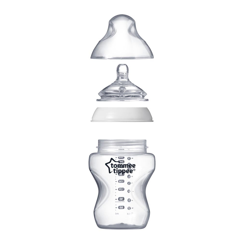 Tommee Tippee Closer to Nature Feeding Bottle, 260ml x 2 - Clear