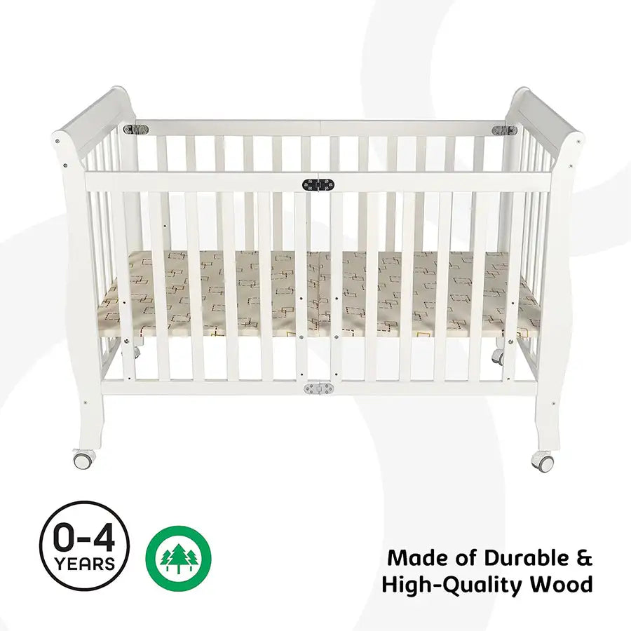 Moon Wooden Foldable Crib (White)