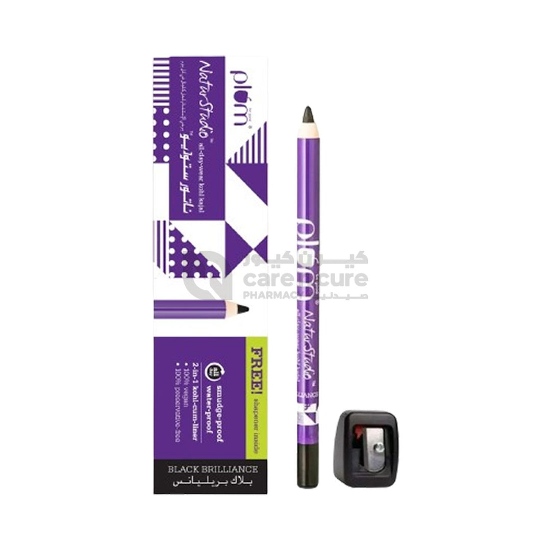 Plum Naturstudio All-Day-Wear Kohl Kajal Black Brilliance With Free Sharpener - 69756