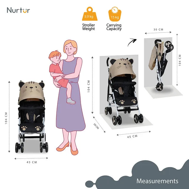 Nurtur - Luca Cat Lightweight Stroller (Beige)