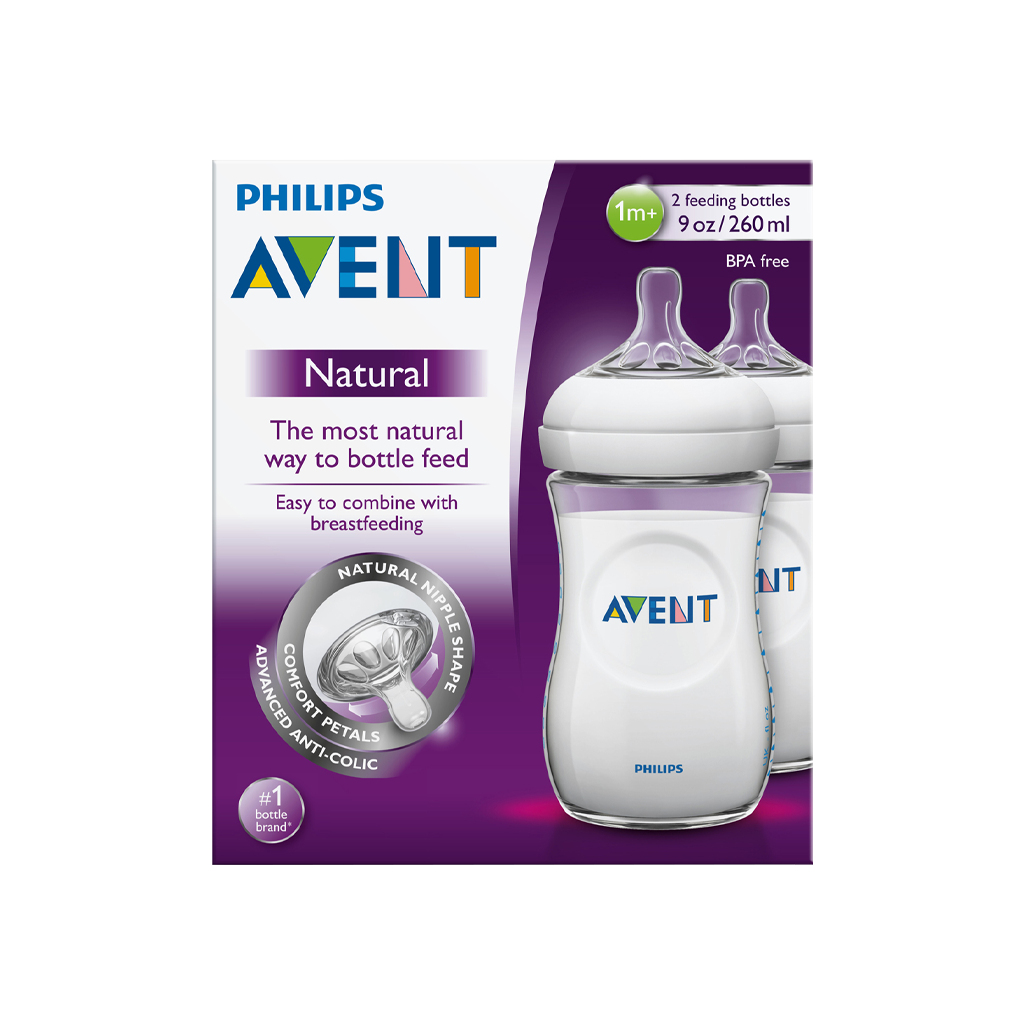 Philips Avent Nat Feeding Bottle 1M+ 260 ml X 2