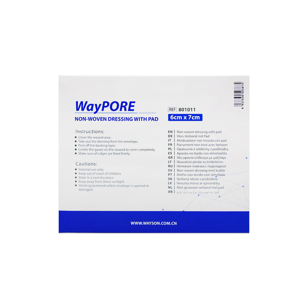 Waycare Waypore Adh Non Wov Dress Pads 6 X7Cm 100'S