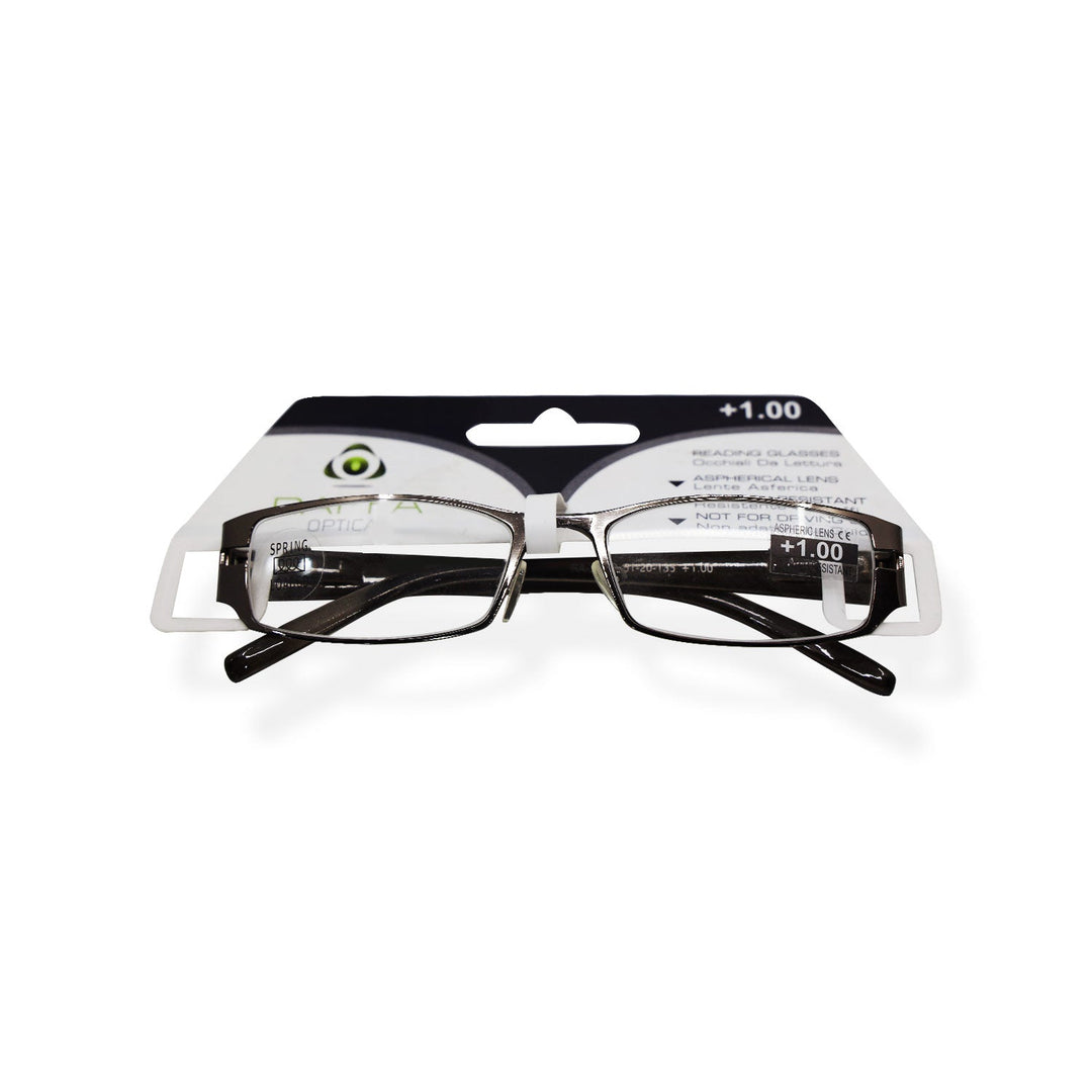 Raffa Reading Glass Gun Metal Frame-Grey Temples (Ra-Lugo 1.00)