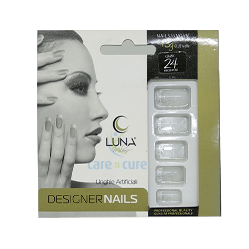 Luna French Nailswhite ,Flower,Glitter Lu064