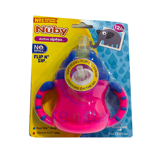 Nuby Flip-N-Sip No Spill W/Handle 240ml 9907