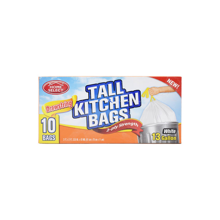 Trash Bags Kitchen White 13 Gal 10'S