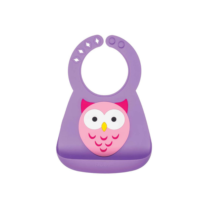 Nuby 1Pk 3D Silicone Bib In Animal Designs