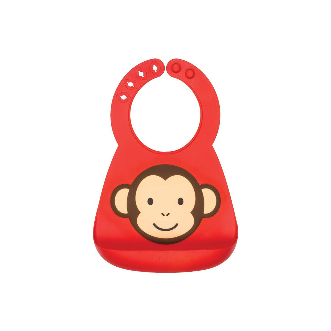 Nuby 1Pk 3D Silicone Bib In Animal Designs