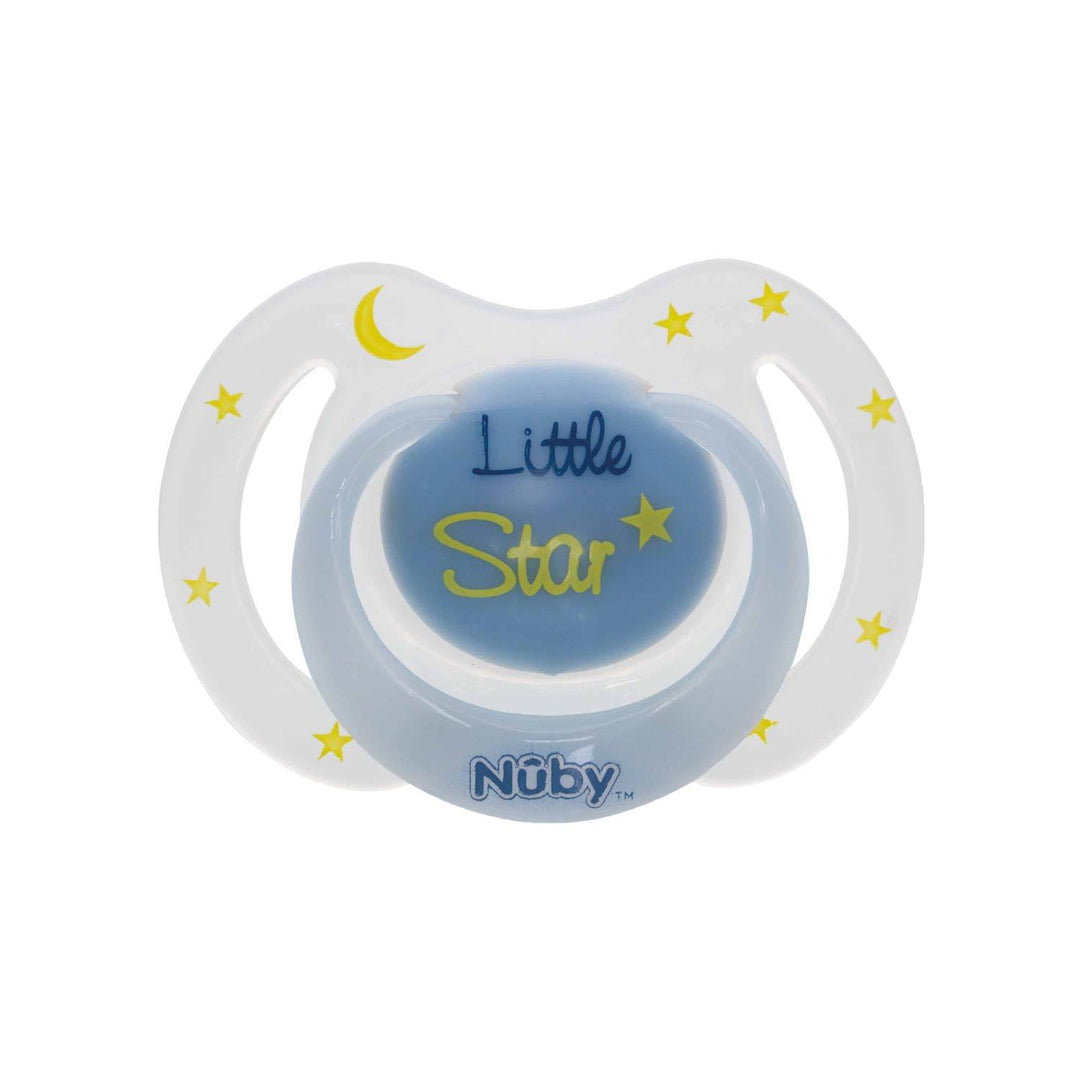 Nuby 2P Bowtie Glow In The Dark Oval Pacifier 0-6M