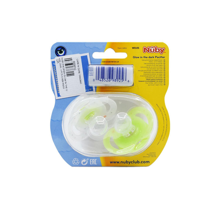 Nuby2P Bowtie Glow In The Dark Oval Pacifier 6-36M