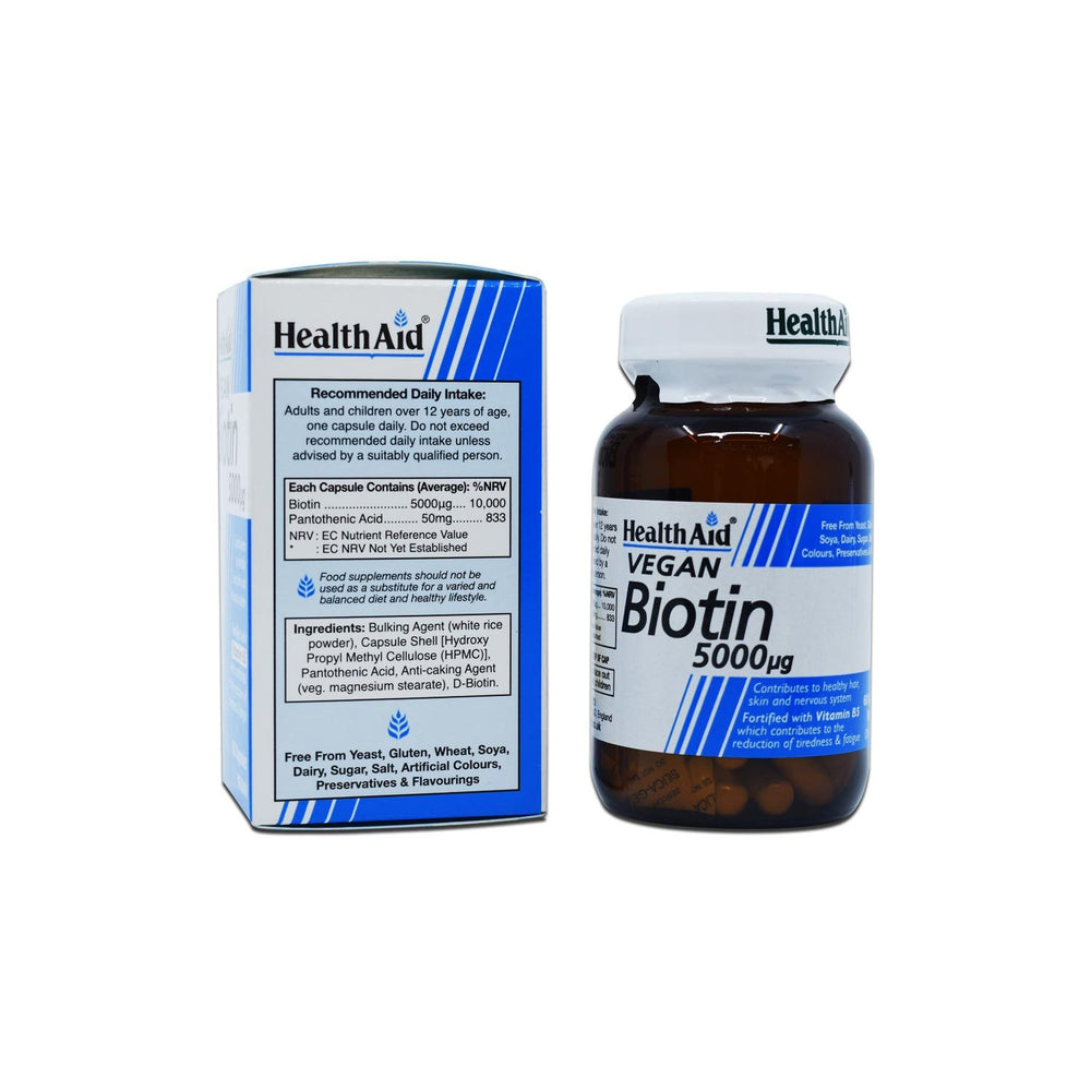 Health Aid Vegan Biotin 5000 with Vitamin B5 60 Capsules