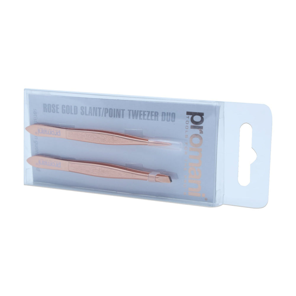 Promani̇ Rose Gold Slant/Point Tweezer Duo Pr-928