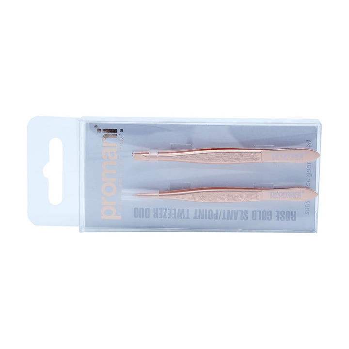 Promani̇ Rose Gold Slant/Point Tweezer Duo Pr-928