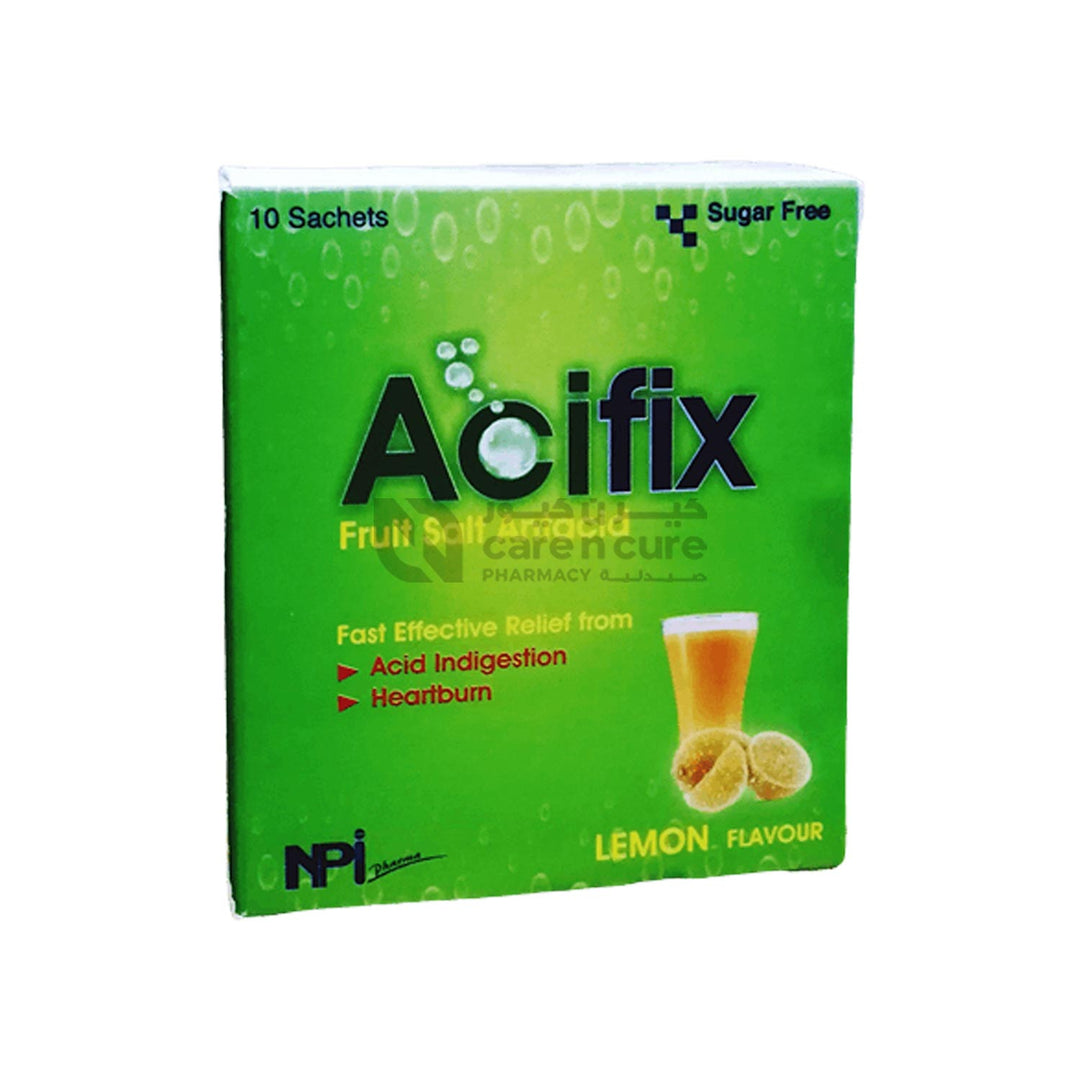 Acifix Fruit Salt Antacid Lemon 10 Pieces